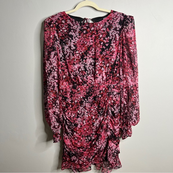 Lush Dresses & Skirts - LUSH Floral Chiffon Long Sleeve Dress, Size M, Open Back Elegance!